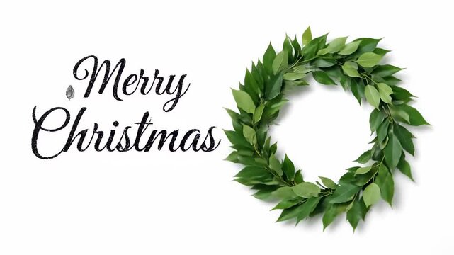 Merry Christmas Wreath with Elegant Script Font