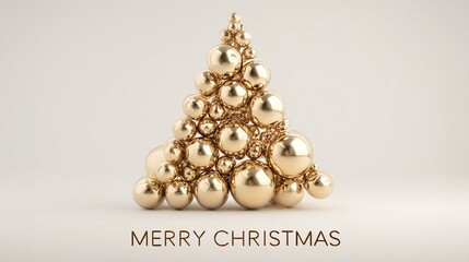 A radiant golden Christmas tree composed of gleaming spheres, a photorealistic festive composition evoking a sense of celebration and warmth.