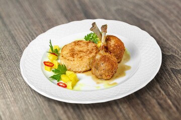 Traditional tasty fresh dish in plate on desk