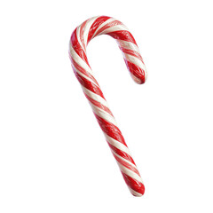 A candy cane, red and white striped, curved