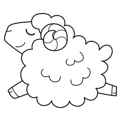 モノクロのかわいい羊のイラスト
