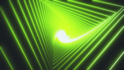 Dynamic neon green tunnel of triangles. Perfect for abstract, futuristic, and creative video backgrounds and intros. - Powered by Adobe