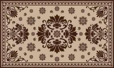 Vintage Persian colored carpet. Rich ornament for fabric design, handmade, interior decoration, textiles. Abstract design of persian carpet with geometric ornament. Moroccan style background