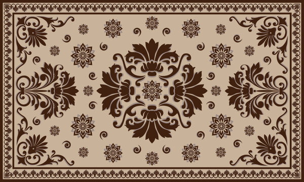 Vintage Persian colored carpet. Rich ornament for fabric design, handmade, interior decoration, textiles. Abstract design of persian carpet with geometric ornament. Moroccan style background