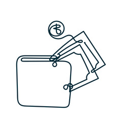 continuous line drawing doodle wallet and money