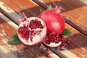 Ripe fresh sweet tasty pomegranate fruits