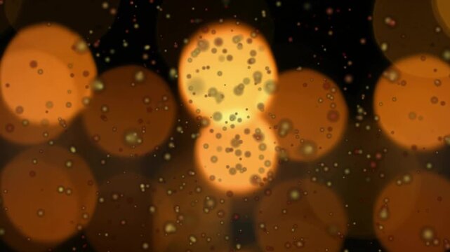 Dark opening bokeh circles emerging, camera sharpening focus revealing flickering tealight candles