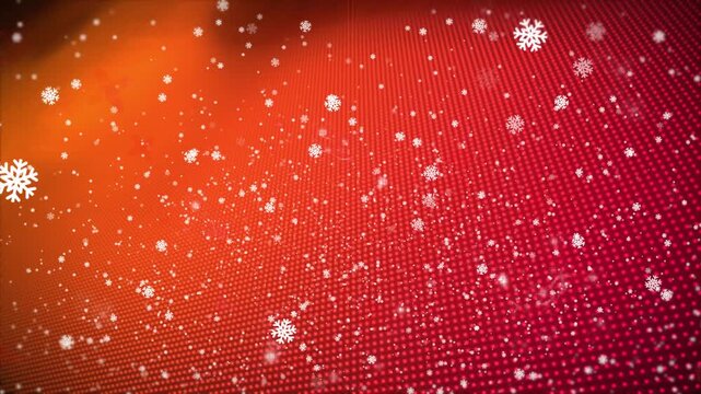 Initial snowflake drifting down starting flakes cascading over orange gradient grid for snowfall