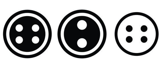 Button Icon – Solid Sewing Button Silhouette Vector Illustration. 