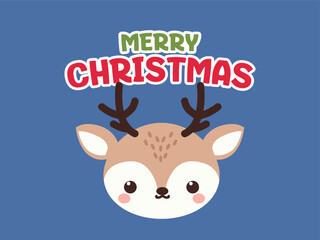 Merry Christmas greetings with cute pictures of Santa Claus, Christmas tree and reindeer