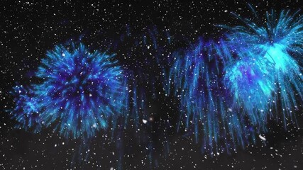 Cyan burst sparking at center firing clusters pulsing, drifting for simulating cosmic celebration - Powered by Adobe