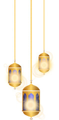 Arabic hanging lanterns with bright lights to celebrate Ramadan