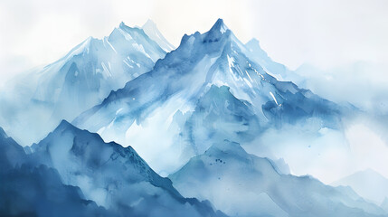 Fototapeta premium small mountain watercolor soft blue tones