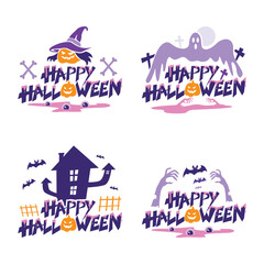 Happy halloween text banner vector, simple text pack illustration.