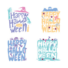 Happy halloween text banner vector, simple text pack illustration.