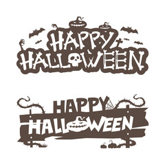Happy halloween text banner vector, simple text illustration.