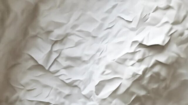 Texture of rumpled white paper with many wrinkles and creases