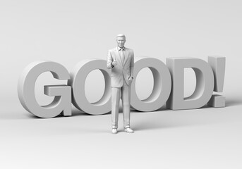 good前で親指を立てる男
