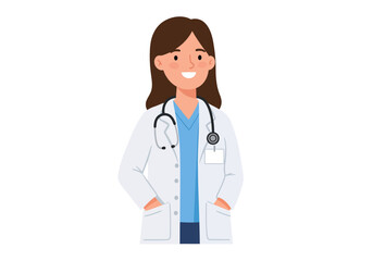 Fototapeta premium Friendly Female Doctor with Stethoscope Vector Illustration