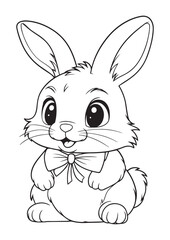 cute bunny eating carrot coloring page, educational editable animal art iso size and print ready vector