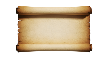 An aged, blank scroll against a simple background, ready for any message or historical context. The scroll is a symbol of knowledge, history, and discovery. 
