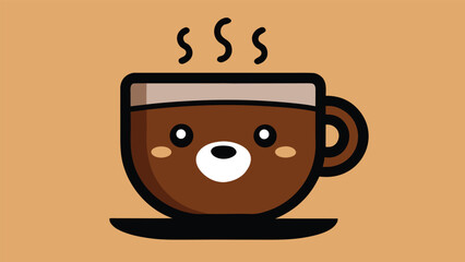 Vector art of charming bearthemed coffee cup illustration with steam, perfect for a warm and delightful beverage
