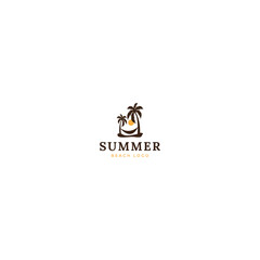Beach summer logo design template flat vector