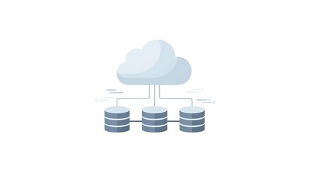 Illustration depicting cloud computing with data storage and server connections.