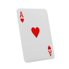 Obraz premium Playing card featuring ace of hearts in a simple design, isolated on white or transparent background. PNG
