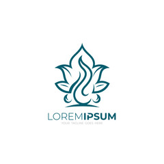 Leaf logo and flame design vector, line style design