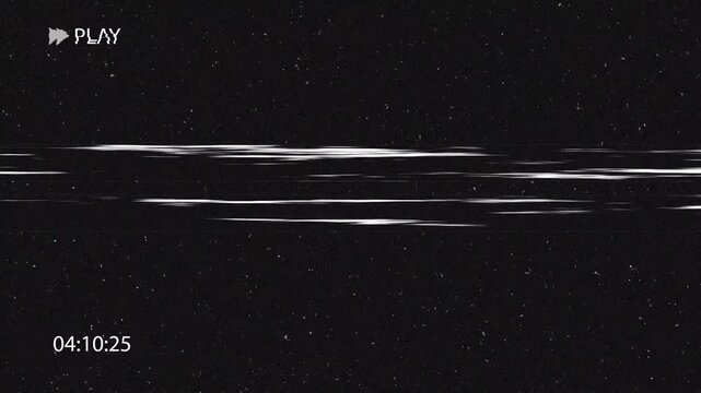 Retro VHS Video Player Static Noise Glitch Overlay Loop Background. Retro VHS video player screen loop featuring static noise, horizontal glitches, and timecode overlay. Perfect for vintage, error, or