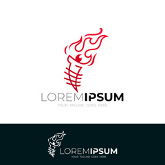 logo of a torch being held and a burning fire, red color