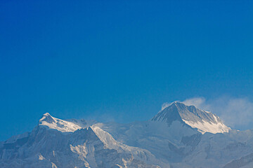 The Throne of Gods: Majestic Snow-Capped Himalayan Peaks of the Annapurna Range in Pokhara, Nepal