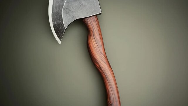 Simple axe with wood handle and metal head resting on surface