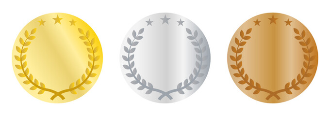 シンプルな金銀銅メダル3個セット