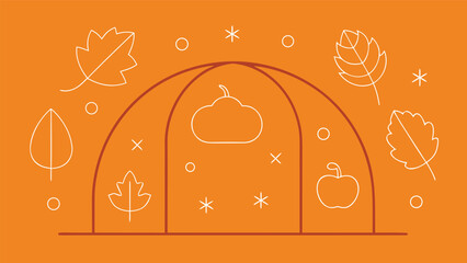 Vector art of autumn harvest festival line art illustration with pumpkins, leaves, and stars