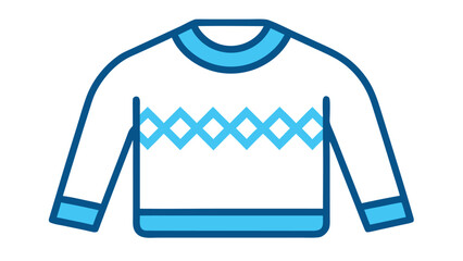 Vector art of stylish winter sweater with diamond pattern in blue and white, perfect for cold weather