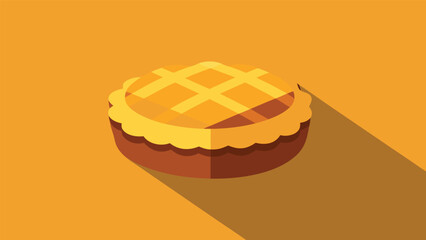 Vector art of delicious homemade apple pie with lattice crust on a yellow background, perfect for thanksgiving or any special occasion