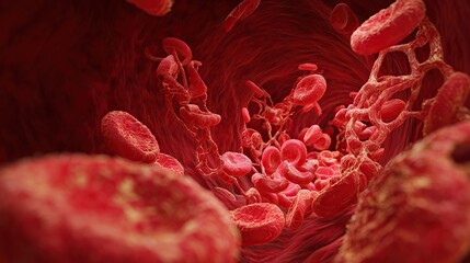 Fototapeta premium Illustration of blood vessels with cholesterol, physical health