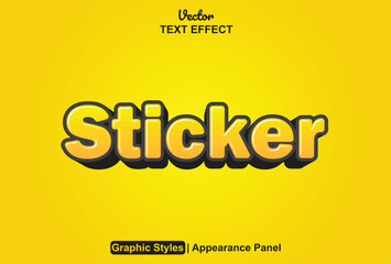 Text effect sticker with 3d style and yellow color can be edited.