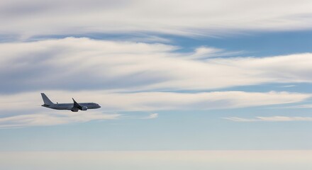 Airplane in the Sky Flying Against Clouds Aircraft Air Travel Commercial Aviation White Plane in Flight Flying Machine Aviation Industry Above Clouds Modern Airplane Design