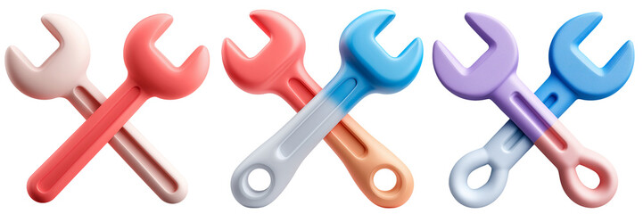 Pastel 3d Wrenches Crossed for Repair and Maintenance Services Icon