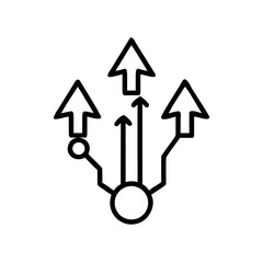 Three arrows pointing upward, symbolizing direction