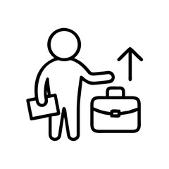 Stick figure with briefcase, indicating career growth