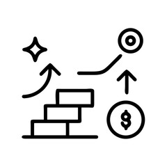 Stairway to success with financial growth and target