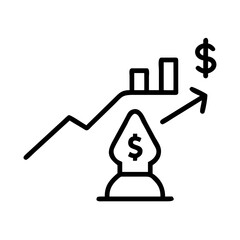 Financial strategy with chess piece, graph, and dollar sign