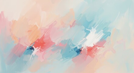 Abstract colorful brush strokes with pastel colors, a beautiful blend of pink, blue, and orange hues creating a dynamic and artistic background