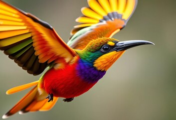 Fototapeta premium Close-up of a vibrant, colorful baza bird in flight, baza, wilderness