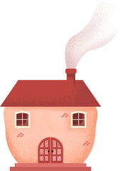 Simple watercolor house with antique chimney