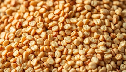 Fototapeta premium Close-up of raw buckwheat groats, showing texture and color, earthy, ingredient